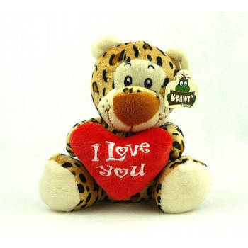 Pluche I love you luipaard knuffel bruin 14 cm speelgoed - Knuffeldier