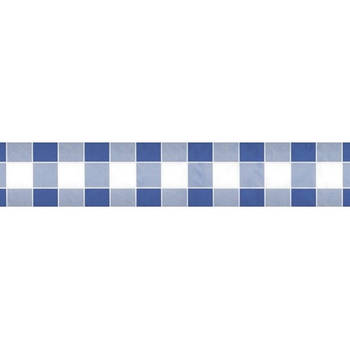 Blauw/witte ruitjes thema versiering papieren tafelkleed 1000 x 118 cm - Feesttafelkleden
