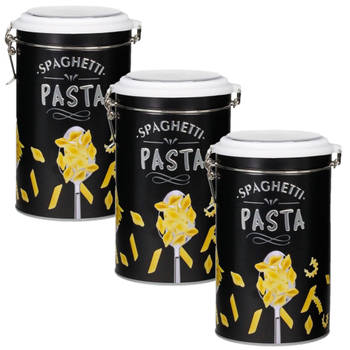 Set van 3x stuks pasta voorraadbussen/bewaarblikken metaal 11 x 19 cm - Voorraadblikken