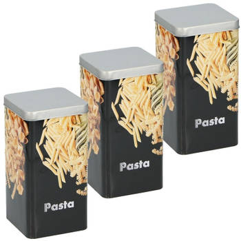 3x Metalen pasta/macaroni voorraadbussen 18,5 cm - Voorraadblikken
