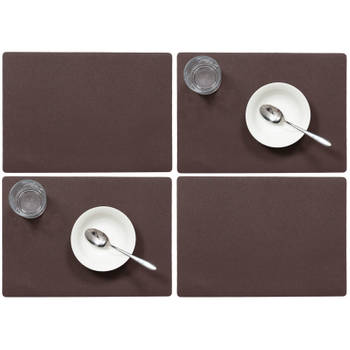 Set van 4x stuks stevige luxe Tafel placemats Plain chocolade bruin 30 x 43 cm - Placemats