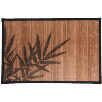 Rechthoekige placemat 30 x 45 cm bamboe bruin met zwarte bamboe print 2 - Placemats