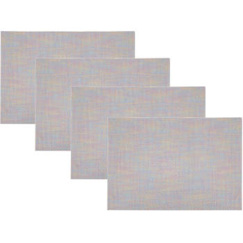 6x Rechthoekige placemats metallic pasteltinten geweven 30 x 45 cm - Placemats