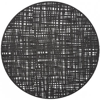 6x Ronde onderleggers/placemats voor borden zwart 38 cm - Placemats