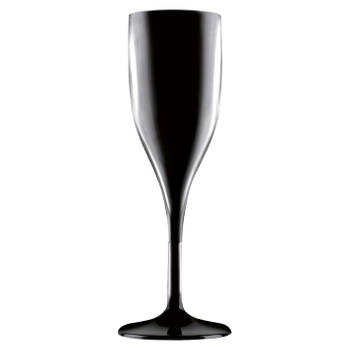 Champagneglazen/prosecco flutes zwart 150 ml van onbreekbaar kunststof - Champagneglazen