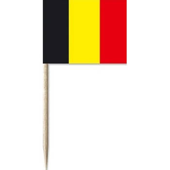Vlaggetjes cocktailprikkers vlag Belgie - 50x - 8 cm - hout/papier - Cocktailprikkers