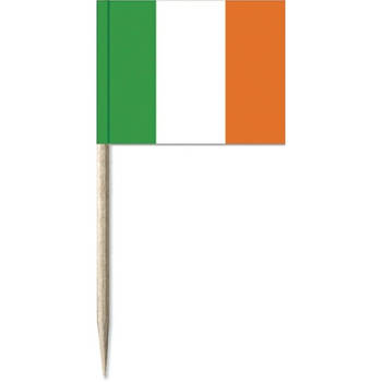 100x Vlaggetjes prikkers Ierland 8 cm hout/papier - Cocktailprikkers