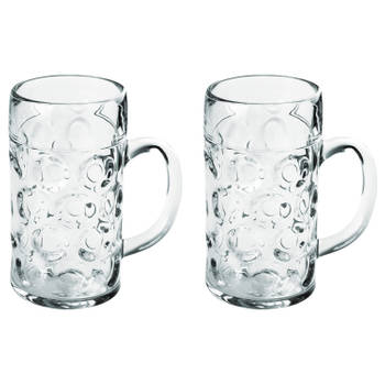 2x Bierfeest glazen/pullen 1.3 liter van onbreekbaar kunststof - Bierglazen