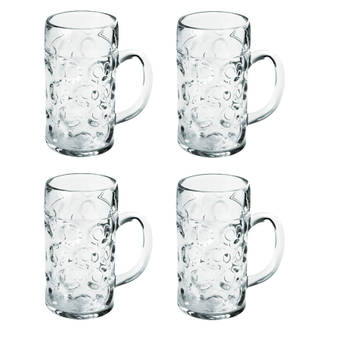 4x Bierfeest glazen/pullen 0,5 liter/halve liter van onbreekbaar kunststof - Bierglazen