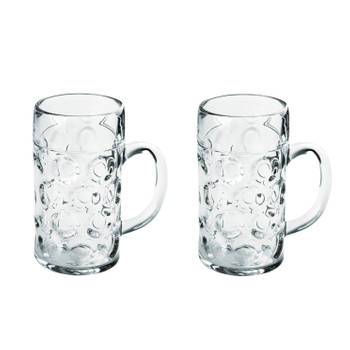 2x Bierfeest glazen/pullen 0,5 liter/halve liter van onbreekbaar kunststof - Bierglazen