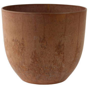 Bloempot/plantenpot van gerecycled kunststof terra bruin D28 en H24 cm - Plantenpotten