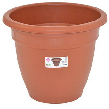 Terra cotta kleur ronde plantenpot/bloempot kunststof diameter 35 cm - Plantenpotten