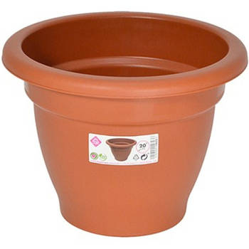 Hega Hogar Plantenpot/bloempot - terra cotta - 20 cm - kunststof - Plantenpotten