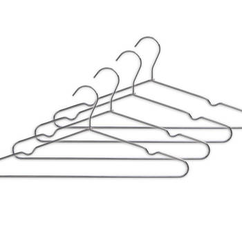 8x Zilveren kleding hangers met broekstang 40 cm - Kledinghangers