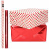 6x Rollen kraft inpakpapier liefde/rode hartjes pakket - rood metallic 200 x 70/50 cm - Cadeaupapier