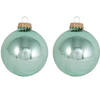 16x Glanzende groene kerstballen van glas 7 cm - Kerstbal