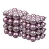 72x stuks glazen kerstballen salie paars (lilac sage) 4 en 6 cm mat/glans - Kerstbal