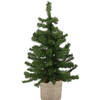 Kunst kerstboom/kunstboom groen 60 cm met naturel jute pot - Kunstkerstboom