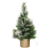Besneeuwde kunstboom/kunst kerstboom 75 cm met gouden pot - Kunstkerstboom