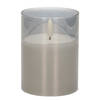 1x stuks luxe led kaarsen in grijs glas D7,5 x H10 cm met timer - LED kaarsen