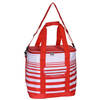 Grote koeltas draagtas schoudertas rood/wit gestreept 33 x 23 x 36 cm 24 liter - Koeltas