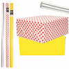 6x Rollen kraft inpakpapier transparante folie/hartjes pakket - geel/harten design 200 x 70 cm - Cadeaupapier