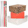 8x Rollen transparante folie/inpakpapier pakket - panterprint/rood/wit met stippen 200 x 70 cm - Cadeaupapier
