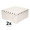 2x Wit folie geschenkpapier zilveren stip 200 x 70 cm - Cadeaupapier