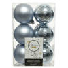 12x Kunststof kerstballen glanzend/mat lichtblauw 6 cm kerstboom versiering/decoratie - Kerstbal