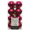 16x Kunststof kerstballen glanzend/mat bessen roze 4 cm kerstboom versiering/decoratie - Kerstbal