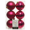 Decoris Kerstballen - 6x st - bessen roze - D8 cm - kunststof - Kerstbal