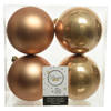 Decoris Kerstballen - 4x st - camel bruin - D10 cm - kunststof - Kerstbal