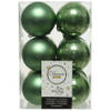 12x Kunststof kerstballen glanzend/mat salie groen 6 cm kerstboom versiering/decoratie - Kerstbal