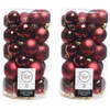 60x Kunststof kerstballen glanzend/mat/glitter donkerrode kerstboom versiering/decoratie - Kerstbal