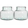 Set van 2x stuks melkbusvaas bloemenvaas/bloemenvazen kort 20 x 21 cm transparant glas - Vazen