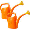 Set van 2x stuks oranje kunststof bloemen/planten gieters met broeskop/sproeikop 1.8 liter - Gieters