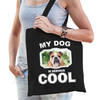 Katoenen tasje my dog is serious cool zwart - Engelse Bulldog honden cadeau tas - Feest Boodschappentassen