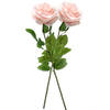 2x Perzik roze rozen Marleen bloemen kunsttakken 63 cm - Kunstbloemen