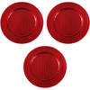 3x Ronde rode vlechtpatroon onderzet borden/kaarsonderzetter 33 cm - Kaarsenplateaus