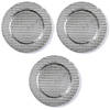 3x Ronde zilveren gevlochten onderzet borden/kaarsonderzetters 33 cm - Kaarsenplateaus