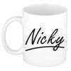 Nicky voornaam kado beker / mok sierlijke letters - gepersonaliseerde mok met naam - Naam mokken