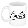 Emilia voornaam kado beker / mok sierlijke letters - gepersonaliseerde mok met naam - Naam mokken
