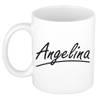 Angelina voornaam kado beker / mok sierlijke letters - gepersonaliseerde mok met naam - Naam mokken