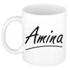 Amina voornaam kado beker / mok sierlijke letters - gepersonaliseerde mok met naam - Naam mokken