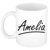 Amelia voornaam kado beker / mok sierlijke letters - gepersonaliseerde mok met naam - Naam mokken
