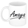 Amaya voornaam kado beker / mok sierlijke letters - gepersonaliseerde mok met naam - Naam mokken