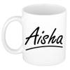 Aisha voornaam kado beker / mok sierlijke letters - gepersonaliseerde mok met naam - Naam mokken