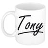 Tony voornaam kado beker / mok sierlijke letters - gepersonaliseerde mok met naam - Naam mokken
