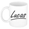 Lucas voornaam kado beker / mok sierlijke letters - gepersonaliseerde mok met naam - Naam mokken