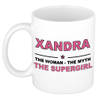 Naam cadeau mok/ beker Xandra The woman, The myth the supergirl 300 ml - Naam mokken